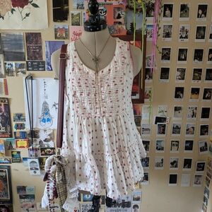 Free People White and Red Textured Top